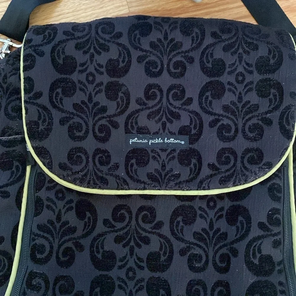 Petunia Pickle Bottom Diaper Bag Backpack Black/Lime velvet burnout fairy grunge